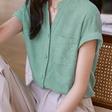 Solid Color Jacquard Shirt - liwisi