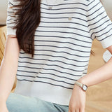 Lightweight striped knitted sweater