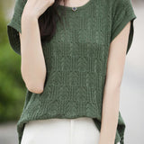 Hollow lace knit T-shirt