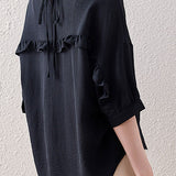 Solid color ruffle edge shirt