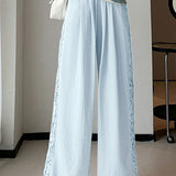 Loose Casual Spliced Lace Straight Pants - liwisi