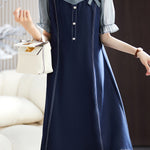 Chic Patchwork Denim Dress - liwisi