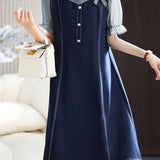 Chic Patchwork Denim Dress - liwisi