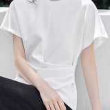 Minimalist versatile asymmetrical T-shirt - liwisi