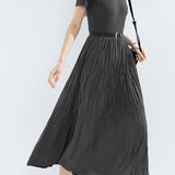Solid Color Spliced Short Sleeve Dress