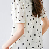 French polka dot puff sleeve shirt