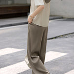 Minimalist color block satin two-piece set - liwisi