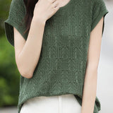 Hollow lace knit T-shirt
