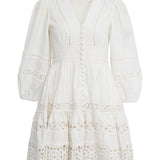 Casual Lantern Sleeve Lace Patchwork Dress - liwisi