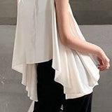 Round neck sleeveless top with irregular hem