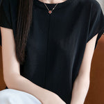 Minimalist versatile round neck top - liwisi