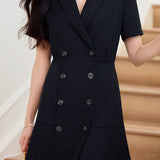 Solid color suit dress
