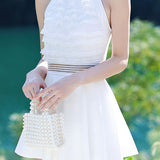 Halter neck clasp one-piece skirt swimsuit