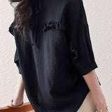 Solid color ruffle edge shirt