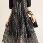 Casual faux two-piece ruffled dress - liwisi