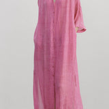 V-neck solid color loose dress