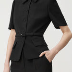 Minimalist short sleeve collared blazer - liwisi