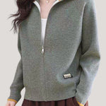 Casual Versatile Lapel Color-Block Knitted Cardigan - liwisi