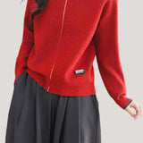 Casual Versatile Lapel Color-Block Knitted Cardigan - liwisi