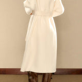 Casual Scarf Collar Gold Button Double-Faced Woolen Coat