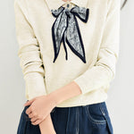 French Fashion Knit Top with Tie - liwisi