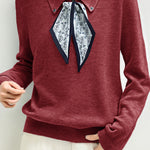 French Fashion Knit Top with Tie - liwisi