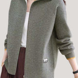 Casual Versatile Lapel Color-Block Knitted Cardigan - liwisi