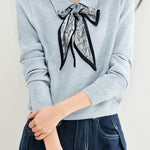 French Fashion Knit Top with Tie - liwisi