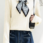 French Fashion Knit Top with Tie - liwisi