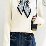 French Fashion Knit Top with Tie - liwisi