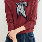 French Fashion Knit Top with Tie - liwisi