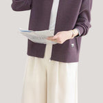 Casual Versatile Lapel Color-Block Knitted Cardigan - liwisi