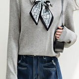 French Fashion Knit Top with Tie - liwisi