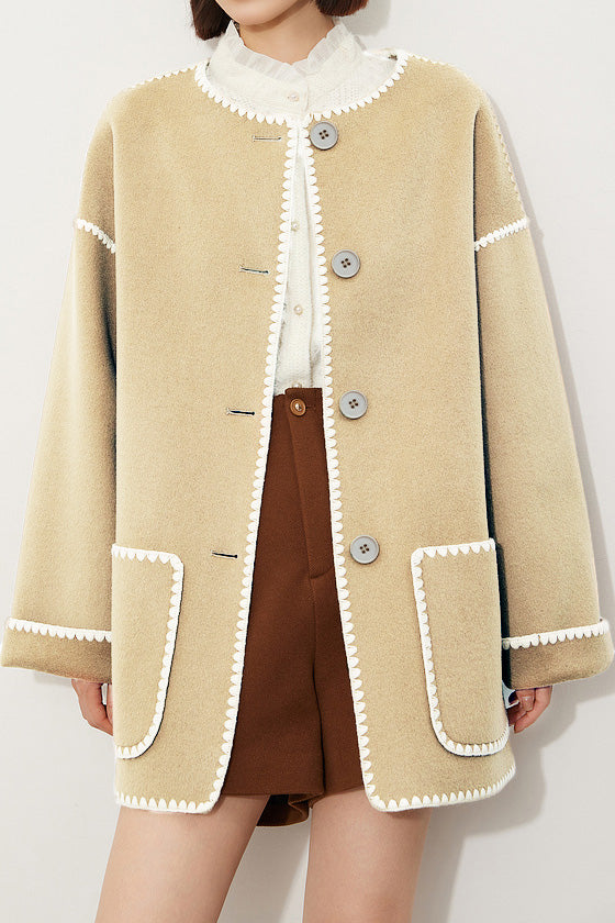 Elegant Woolen Coat with Bonus Scarf - liwisi