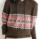 Casual Christmas Snowflake Ribbed Hooded Sweater - liwisi