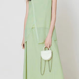 Round neck sleeveless irregular T-shirt and A-line skirt set