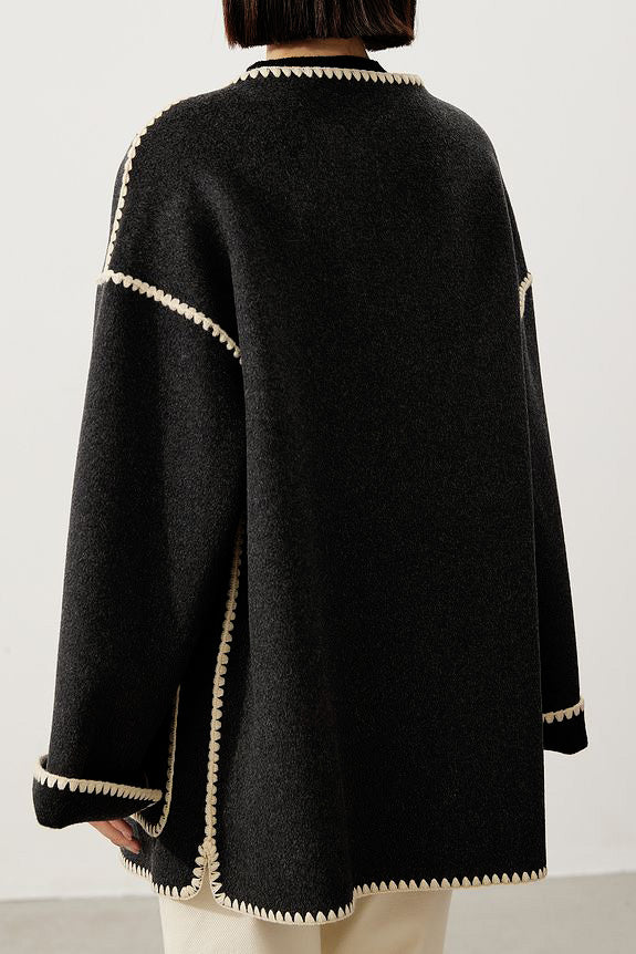 Elegant Woolen Coat with Bonus Scarf - liwisi