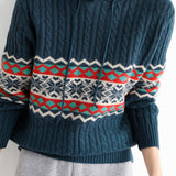 Casual Christmas Snowflake Ribbed Hooded Sweater - liwisi