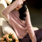 Casual Soft Brushed Silk Cashmere Sweater