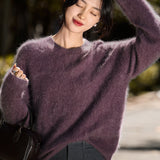 Casual Soft Brushed Silk Cashmere Sweater