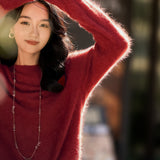 Casual Soft Brushed Silk Cashmere Sweater