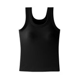 Round Neck Rib Hem Simple Vest - 4 Colors Available