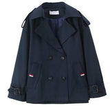 Suit Collar Plain Badge Decorated Trench Coat with Lining
