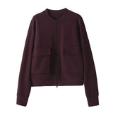 Round Neck Double Flap Pocket Long Sleeve Blouson-2 Colors Available