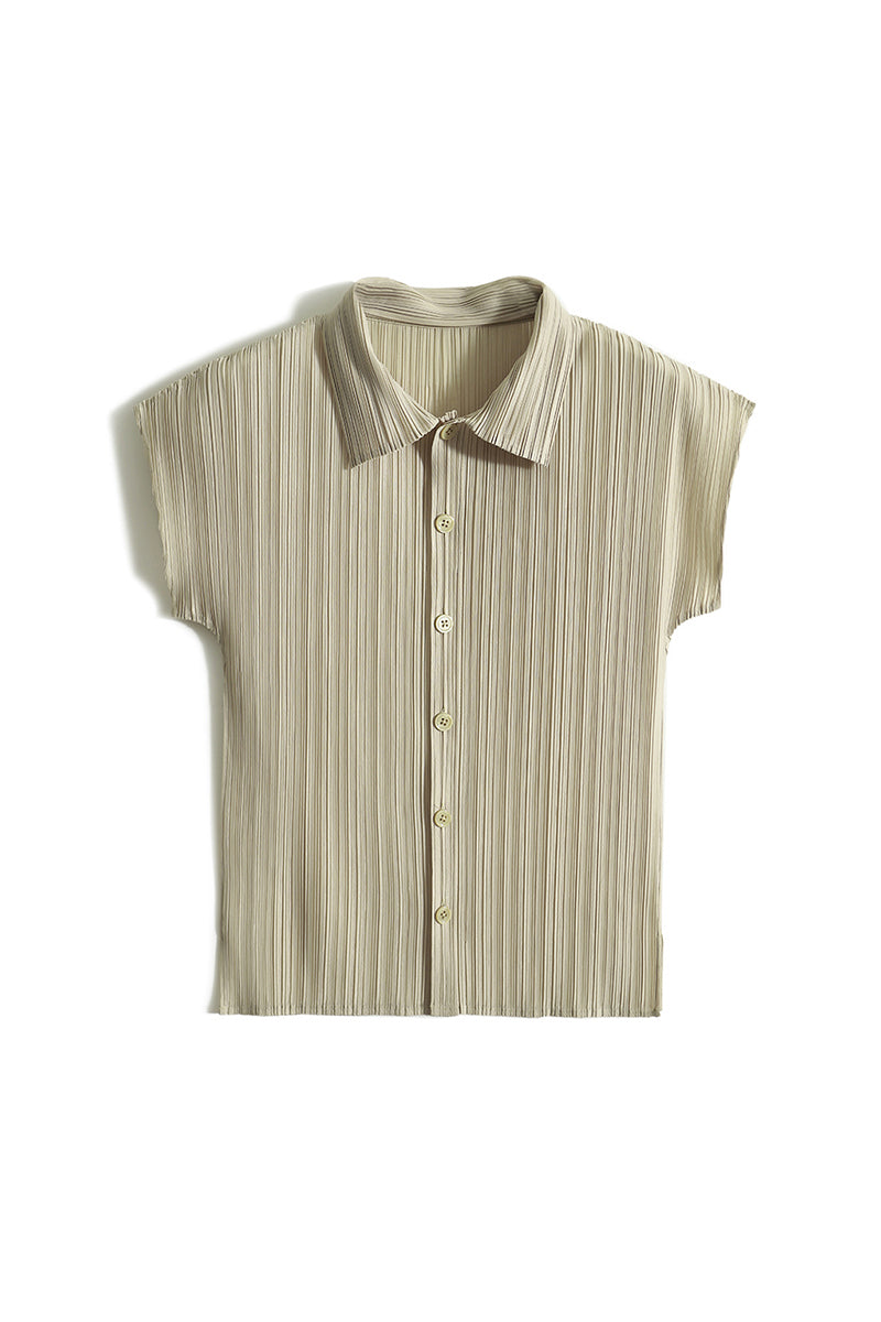 フレンチスリーブプリーツシャツ　2色入 - liwisi