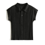 フレンチスリーブプリーツシャツ　2色入 - liwisi