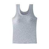 Round Neck Rib Hem Simple Vest - 4 Colors Available