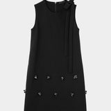 Side Ribbon Beads Three-dimensional Flower Tank One-piece Dress