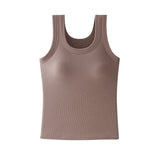 Round Neck Rib Hem Simple Vest - 4 Colors Available