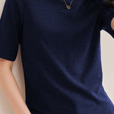 Elegant Commuter Crew Neck Solid Cashmere T-Shirt